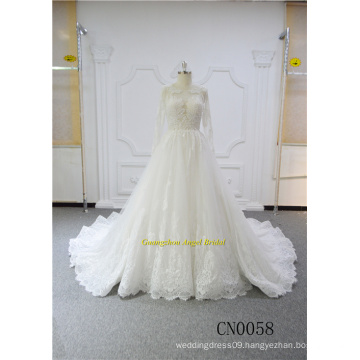 Luxury Long Sleeve Sexy Bride Use Ball Gown Wedding Dress